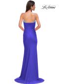 Picture of: Ruched Long Prom Dress with Rhinestone Bra Style Top in Royal Blue, Style 32939, Detail Picture 6