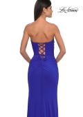 Picture of: Simple Net Prom Dress with High Slit and Flattering Ruching in Royal Blue, Style: 33018, Detail Picture 6