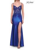 Picture of: Rhinestone Sheer Lace Bodice Prom Dress with High Slit in Royal Blue, Style: 33627, Detail Picture 6