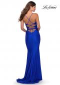 Picture of: Long Prom Dress with Knotted Detail and Lace Up Back in Royal Blue, Style: 28574, Detail Picture 7
