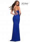 Picture of: Jersey Gown with Bustier Top and Lace Up Back in Blue, Style: 30491, Detail Picture 7