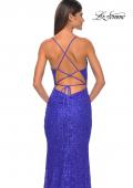 Picture of: Beaded Lace Long Dress with Illusion Bodice in Royal Blue, Style: 31359, Detail Picture 7
