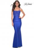 Picture of: Ruched Jersey Dress with Illusion Corset Lace Top in Royal Blue, Style: 31857, Detail Picture 7