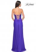 Picture of: Lace Bustier Strapless Dress with Ruched Jersey Skirt in Royal Blue, Style: 32234, Detail Picture 7