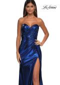 Picture of: Metallic Jersey Dress with Ruching and Sweetheart Top in Royal Blue, Style: 32375, Detail Picture 7