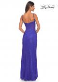 Picture of: Rhinestone Embellished Fishnet Dress with Lace Details in Royal Blue, Style: 32409, Detail Picture 7