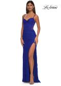 Picture of: Stretch Lace Prom Dress with Illusion Back and Sides in Royal Blue, Style: 32529, Detail Picture 7