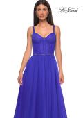 Picture of: A-line Prom Dress with Tulle Skirt and Rhinestone Belt in Royal Blue, Style 32656, Detail Picture 7