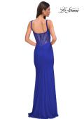 Picture of: Corset Jersey Prom Dress with Deep V Neckline in Royal Blue, Style 32763, Detail Picture 7