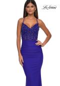 Picture of: Lovely Ruched Jersey Dress with Sequin Lace Beaded Bodice in Royal Blue, Style: 32920, Detail Picture 7