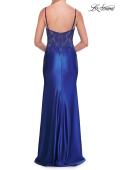 Picture of: Rhinestone Sheer Lace Bodice Prom Dress with High Slit in Royal Blue, Style: 33627, Detail Picture 7