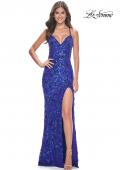 Picture of: Print Sequin Long Prom Dress with Lace Up Back in Royal Blue, Style: 31933, Detail Picture 4