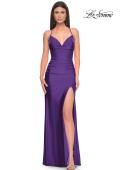 Picture of: Ruched Jersey Prom Dress with Slit in Jewel Tones in Royal Purple, Style 31130, Main Picture