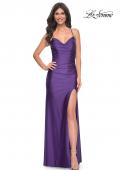 Picture of: Rhinestone Jersey Dress with Slit and Ruching in Purple, Style: 32317, Main Picture