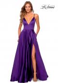 Picture of: V-Neck Satin Prom Dress with Lace Up Back in Royal Purple, Style: 28628, Detail Picture 8