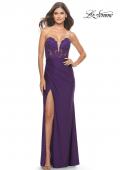 Picture of: Long Dress with Jersey Skirt and Lace Illusion Bodice in Royal Purple, Style: 31182, Detail Picture 8