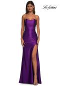 Picture of: Strapless Stretch Satin Dress with Sheer Corset Back in Royal Purple, Style: 32649, Detail Picture 8