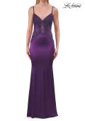 Picture of: Beaded Sheer Bodice Jersey Gown with Spaghetti Straps in Royal Purple, Style: 33709, Detail Picture 8