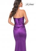 Picture of: Strapless Stretch Satin Dress with Ruching in Purple, Style: 32300, Detail Picture 10