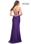 Picture of: Jersey Gown with Wrap Style Front and Rhinestones in Royal Purple, Style: 30465, Detail Picture 12
