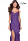 Picture of: Chic Jersey Dress with Draped Neck and Open Back in Royal Purple, Style: 31878, Detail Picture 12