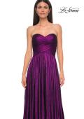 Picture of: Textured Chiffon Flowy Strapless Evening Dress in Royal Purple, Style 32382, Detail Picture 12