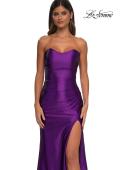 Picture of: Strapless Stretch Satin Dress with Sheer Corset Back in Royal Purple, Style: 32649, Detail Picture 14
