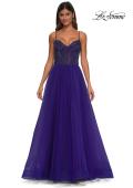Picture of: Beautiful A-line Prom Dress with Rhinestone Encrusted Corset Top in Royal Purple, Style: 32754, Detail Picture 14