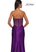 Picture of: Strapless Stretch Satin Dress with Sheer Corset Back in Royal Purple, Style: 32649, Detail Picture 16
