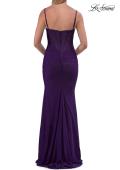 Picture of: Lace Fitted Gown with Ruched Bodice and Sheer Back in Royal Purple, Style: 33443, Detail Picture 17