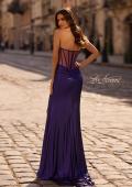 Picture of: Metallic Jersey Dress with Ruching and Sweetheart Top in Royal Purple, Style 32375, Back Picture