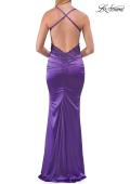 Picture of: Satin and Lace Prom Dress with Side Cutouts and Open Back in Royal Purple, Style: 33651, Detail Picture 18