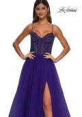 Picture of: Beautiful A-line Prom Dress with Rhinestone Encrusted Corset Top in Royal Purple, Style: 32754, Detail Picture 21
