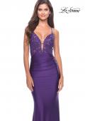 Picture of: Prom Dress with Beautiful Lace Bodice and Jersey Skirt in Royal Purple, Style: 30466, Detail Picture 23