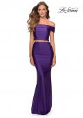 Picture of: Two Piece Neon Off the Shoulder Jersey Prom Dress in Royal Purple, Style: 28578, Detail Picture 1