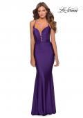 Picture of: Long Prom Dress with Knotted Detail and Lace Up Back in Royal Purple, Style: 28574, Detail Picture 3