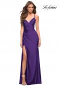 Picture of: Jersey Gown with Wrap Style Front and Rhinestones in Royal Purple, Style: 30465, Detail Picture 3