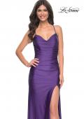 Picture of: Rhinestone Jersey Dress with Slit and Ruching in Purple, Style: 32317, Detail Picture 3