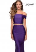Picture of: Two Piece Neon Off the Shoulder Jersey Prom Dress in Royal Purple, Style: 28578, Detail Picture 4
