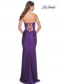 Picture of: Sweetheart Strapless Jersey Gown with Lace Sheer Bodice in Royal Purple, Style: 32254, Detail Picture 4