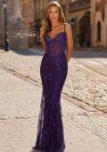 Picture of: Lace Fitted Gown with Sheer Bodice and Spaghetti Straps in Royal Purple, Style: 33485, Detail Picture 4