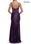 Picture of: Rhinestone Sheer Lace Bodice Prom Dress with High Slit in Royal Purple, Style: 33627, Detail Picture 4
