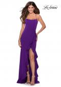 Picture of: Ruffle Prom Dress with Scoop Neck and Lace Up Back in Royal Purple, Style: 28294, Detail Picture 5