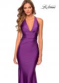 Picture of: Jersey Prom Dress with Deep Dramatic Neckline in Royal Purple, Style: 28579, Detail Picture 5