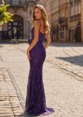 Picture of: Lace Fitted Gown with Sheer Bodice and Spaghetti Straps in Royal Purple, Style: 33485, Detail Picture 5