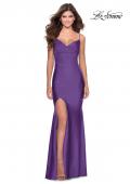 Picture of: Chic Jersey Dress with Draped Neck and Open Back in Royal Purple, Style: 31878, Detail Picture 6
