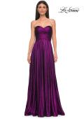 Picture of: Textured Chiffon Flowy Strapless Evening Dress in Royal Purple, Style 32382, Detail Picture 6
