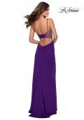 Picture of: Long Prom Dress with Faux Strappy Open Back in Royal Purple, Style: 28461, Detail Picture 7