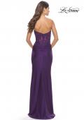 Picture of: Long Dress with Jersey Skirt and Lace Illusion Bodice in Royal Purple, Style: 31182, Detail Picture 7