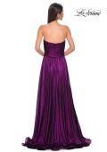 Picture of: Textured Chiffon Flowy Strapless Evening Dress in Royal Purple, Style 32382, Detail Picture 7